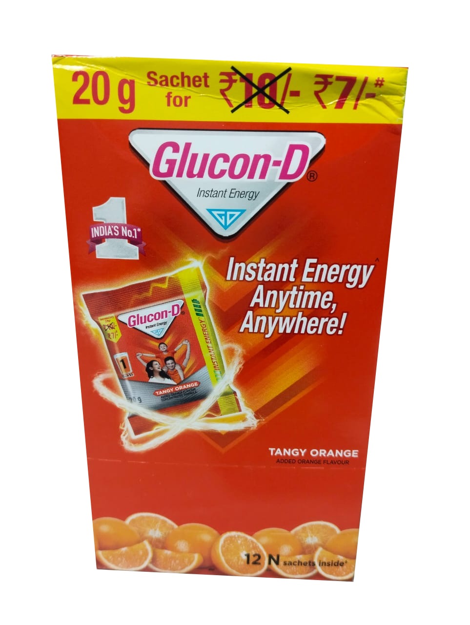 Glucon-D Tangy Orange, Instant Energy | 12x 20g Sachet 
